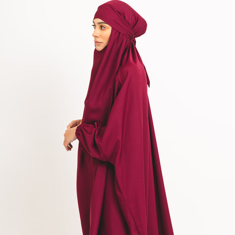 Khimar Berry mit elastischen Bündchen und sicherer Rückenschleife