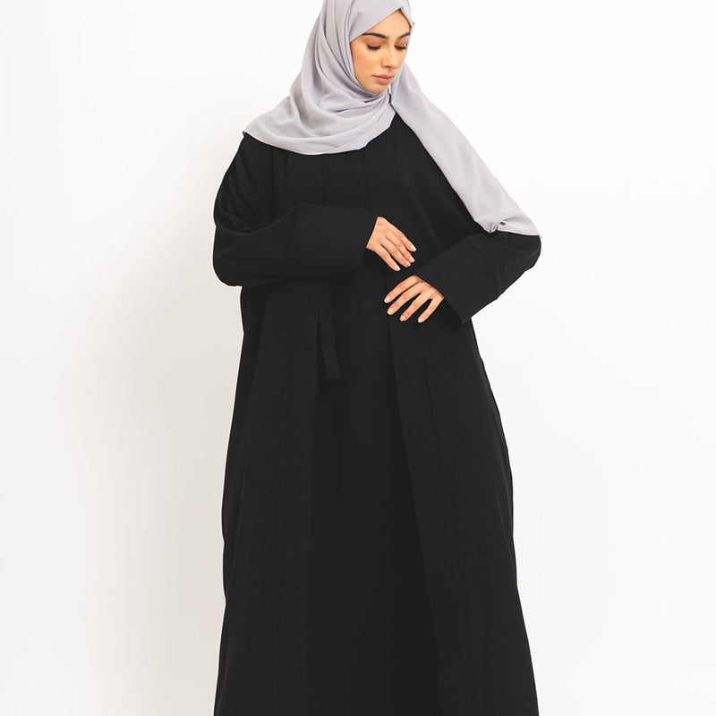 Formal Black 2-Piece Kimono med Slip Dress